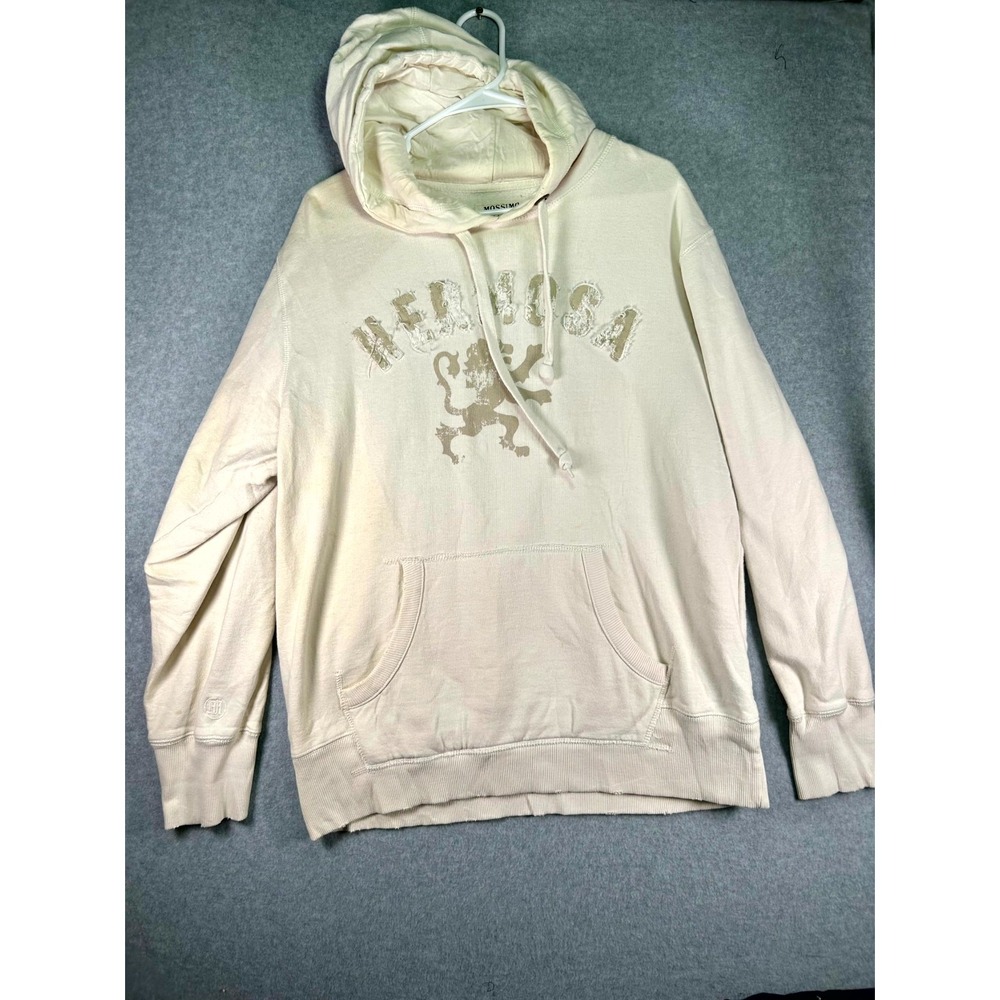 Stain* Mossimo Supply Co. Hoodie Mens Lrg Beige Hermosa Embroidered Fleece lined